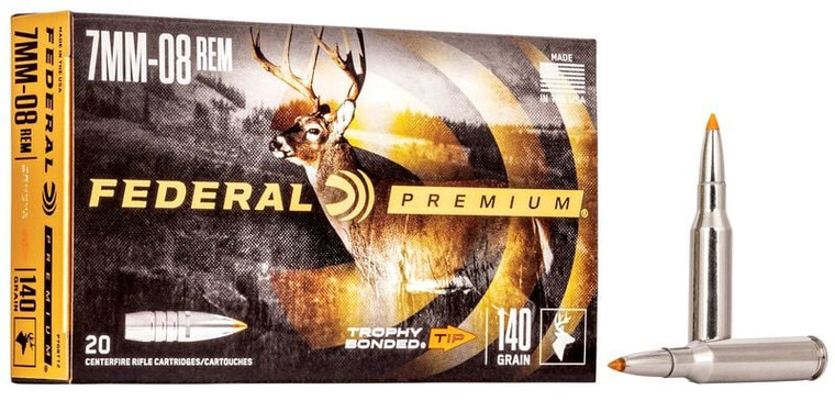 Federal Trophy Bonded Tip, 7mm-08 Rem, 140 Grain, Trophy Bonded Tip, 2800 fps