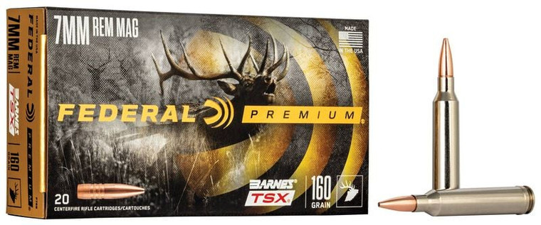Federal Barnes TSX, 7mm Rem Mag, 160 Grain, Barnes Triple-Shock X Bullet (TSX), 2940 fps