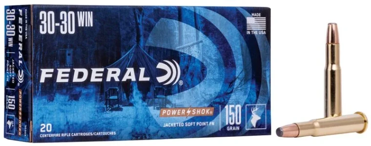 Federal Power-Shok Rifle, 30-30 Win, 150 Grain, Jacketed Soft Point, 2390 fps