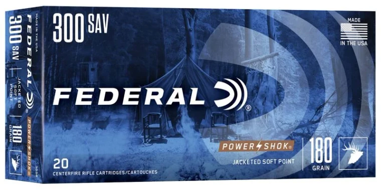 Federal Power-Shok Rifle, 300 Savage, 180 Grain, Jacketed Soft Point, 2350 fps