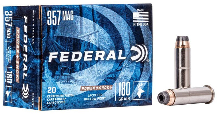 Federal Power-Shok Handgun, 357 Magnum, 180 Grain, Jacketed Hollow Point, 1080 fps