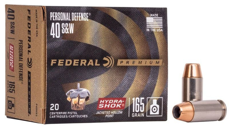 Federal Personal Defense Hydra-Shok, 40 S&W, 165 Grain, Hydra-Shok Jacketed Hollow Point, 980 fps