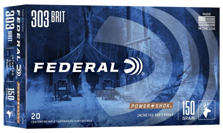 Federal Power-Shok Rifle, 303 British, 150 Grain, Jacketed Soft Point, 2690 fps