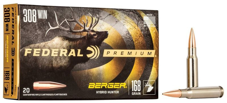 Federal Berger Hybrid Hunter, 308 Win, 168 Grain, Berger, 2700 fps