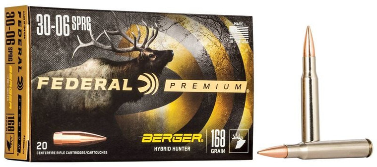 Federal Berger Hybrid Hunter, 30-06 Springfield, 168 Grain, Berger Hybrid, 2800 fps