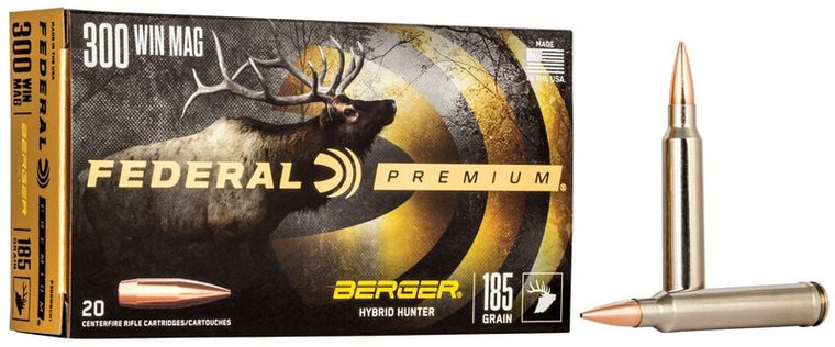 Federal Berger Hybrid Hunter, 300 Win Mag, 185 Grain, Berger Hybrid, 2950 fps
