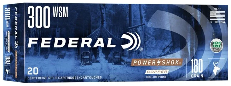 Federal Power-Shok Copper Rifle, 300 WSM, 180 Grain, Copper HP, 2850 fps