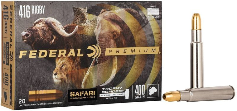 Federal Safari Trophy Bonded Sledgehammer Solid, 416 Rigby, 400 Grain, Trophy Bonded Sledgehammer Solid, 2370 fps