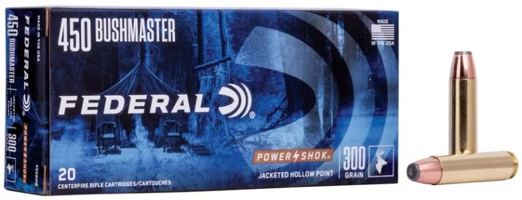Federal Power-Shok Rifle, 450 Bushmaster, 300 Grain, Soft Point, 1900 fps