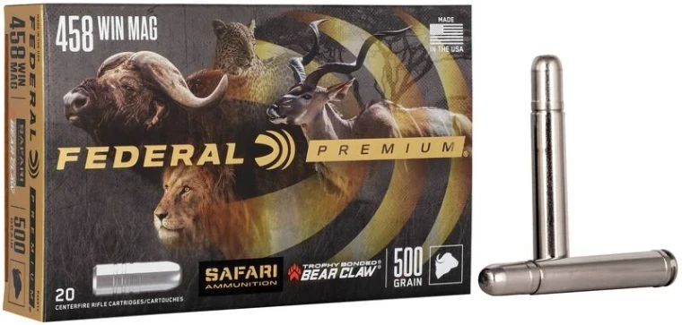 Federal Safari Trophy Bonded Bear Claw, 458 Win Magnum, 500 Grain, Trophy Bonded Bear Claw, 2090 fps