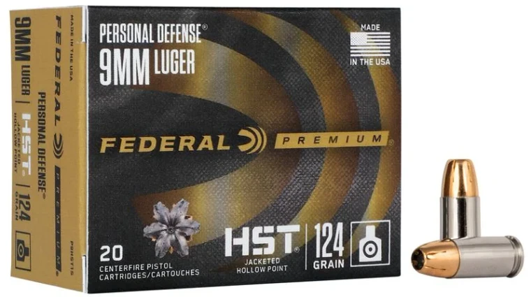 Federal Personal Defense HST, 9mm Luger, 124 Grain, HST Jacketed Hollow Point, 1150 fps