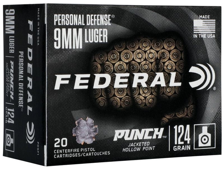 Federal Personal Defense Punch, 9mm Luger, 124 Grain, Jacketed Hollow Point, 1150 fps