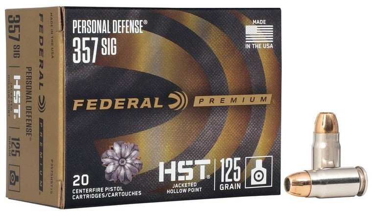 Federal Personal Defense HST, 357 Sig, 125 Grain, HST Jacketed Hollow Point, 1360 fps