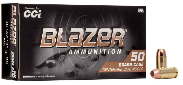 CCI Blazer Brass, 40 S&W, 180 Grain, FMJ