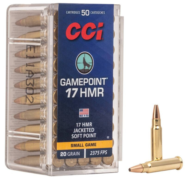 CCI Gamepoint, 17 HMR, 20 Grain, Jacketed Soft Point