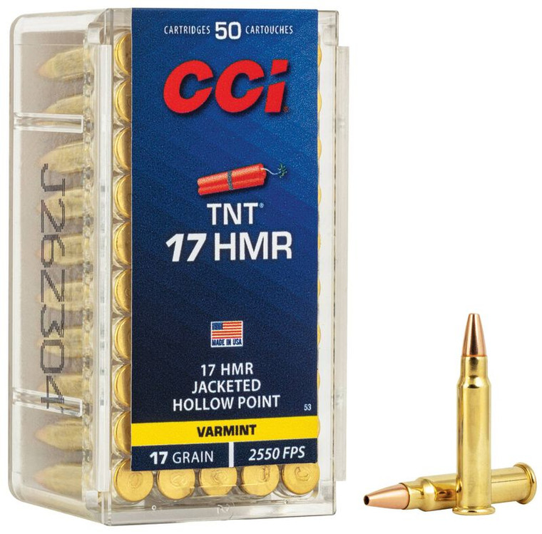 CCI TNT, 17 HMR, 17 Grain, Jacketed Hollow Point