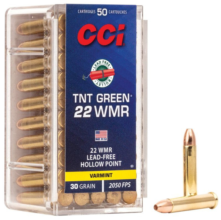 CCI TNT Green, 22 WMR, 30 Grain, Speer TNT Green Hollow Point