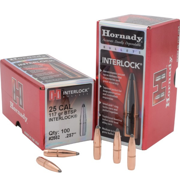 Hornady 25 Cal .257 117 gr InterLock BTSP Bullet Tips