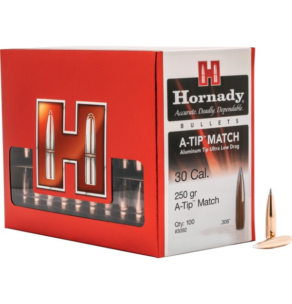 Hornady 30 Cal .308 250 gr A‑Tip Match Bullet Tips