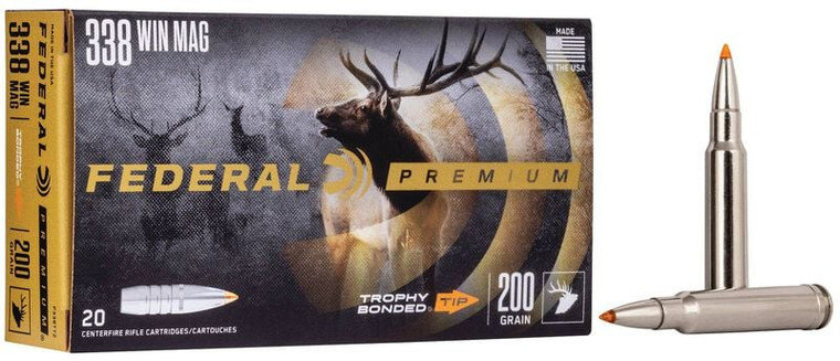 Federal Trophy Bonded Tip, 338 Win Mag, 200 Grain, Trophy Bonded Tip, 2930 fps