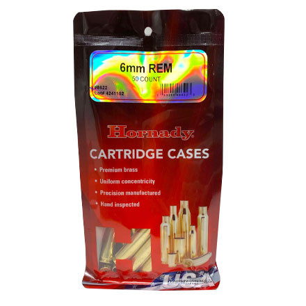 Hornady 6mm Rem unprimed rifle cases package
