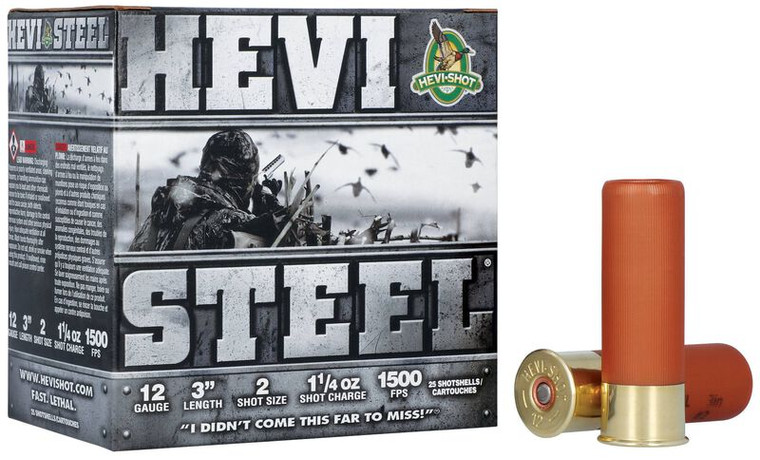 Hevi-Shot Hevi-Steel, 12 Gauge, 2 Shot, 3 in, 1 1/4 oz, 1500 fps