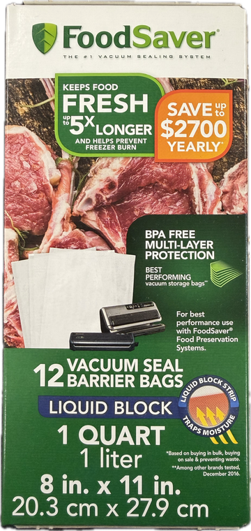 FoodSaver Vacuum-Seal Bags - Quart Liquid Block Bags