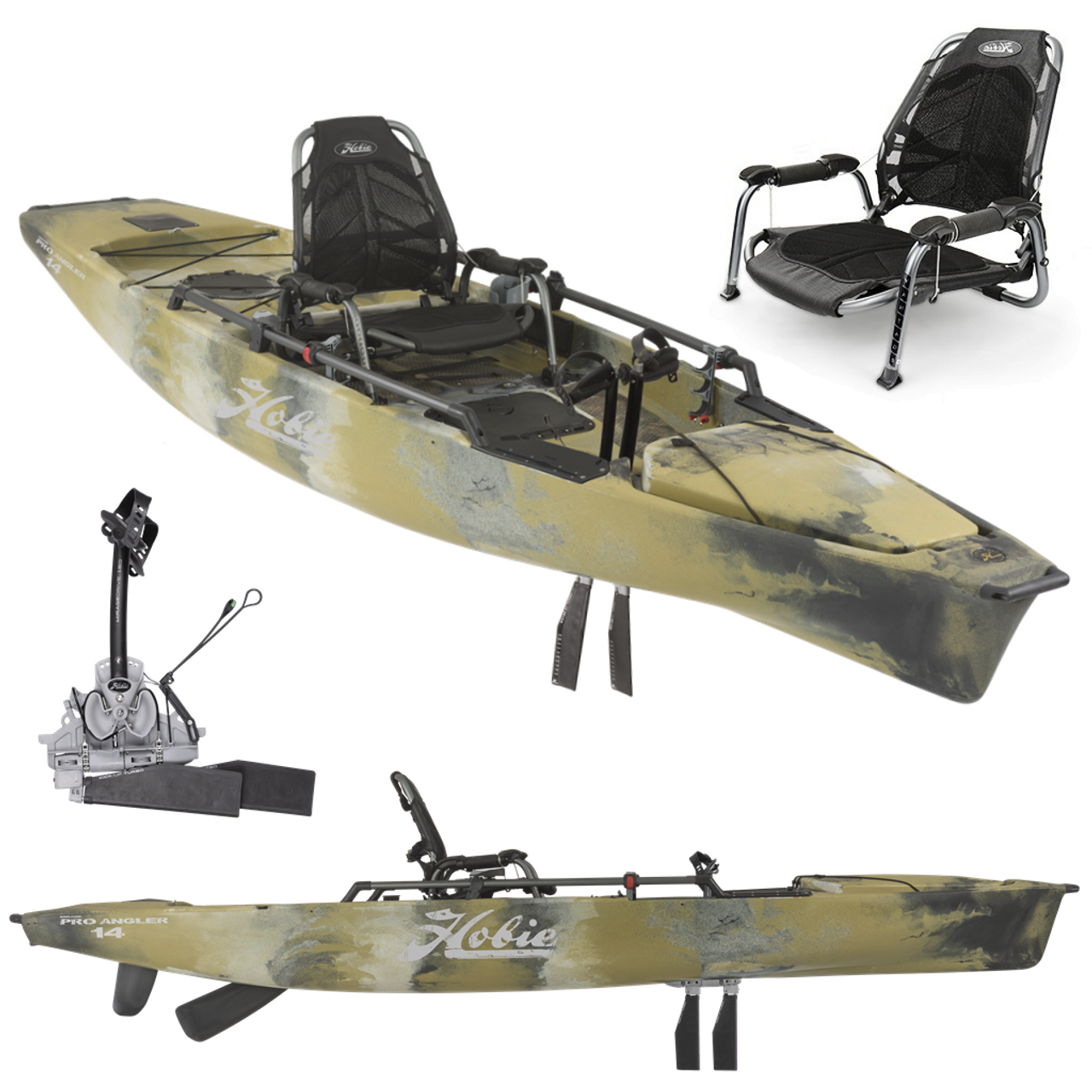 Hobie Mirage Pro Angler 14 - Fishing Kayak with Kick Up Turbo Fins