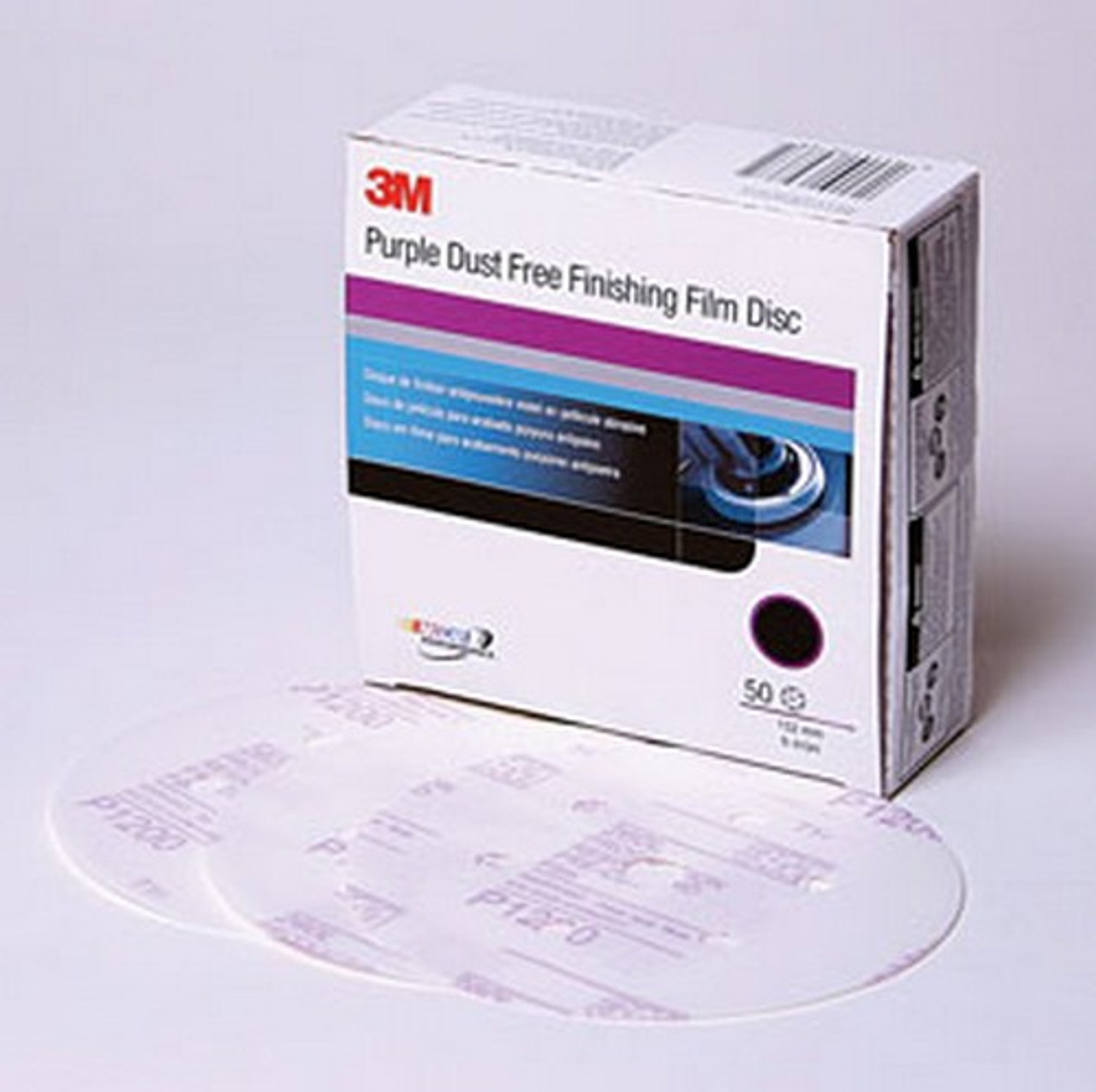 3M 30770 Purple Finishing Film Hookit Disc Dust-Free, 6 in, P800, 50 discs  per box