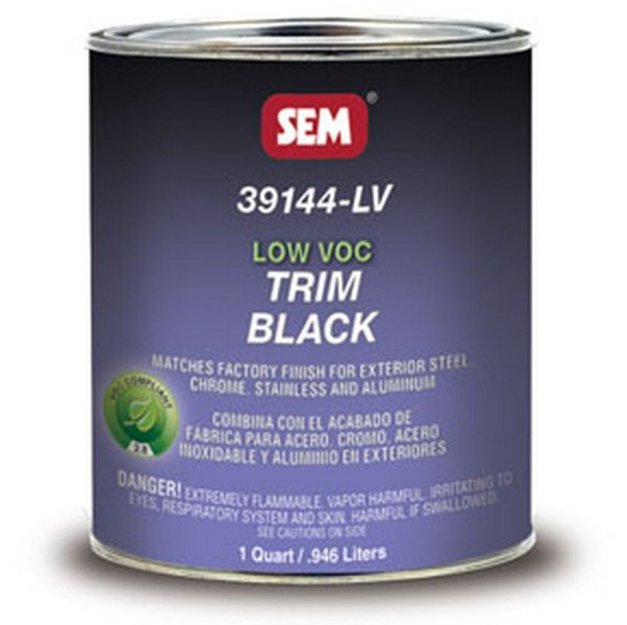 SEM Paints 39144-LV Low VOC Trim Black, Quart Can