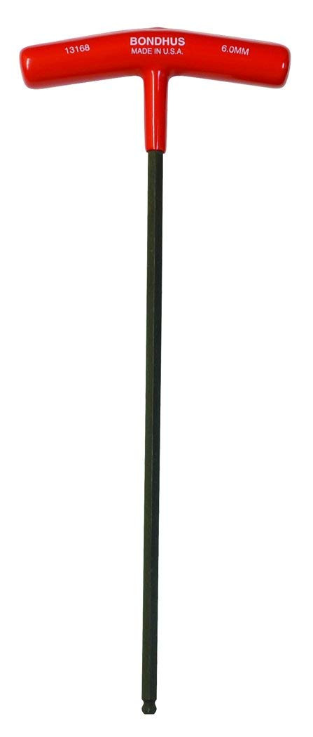 Bondhus 13168 Kugelspitzen-Inbusschlüssel – 6 Mm, T-Griff, 266 Mm Lang, Rot