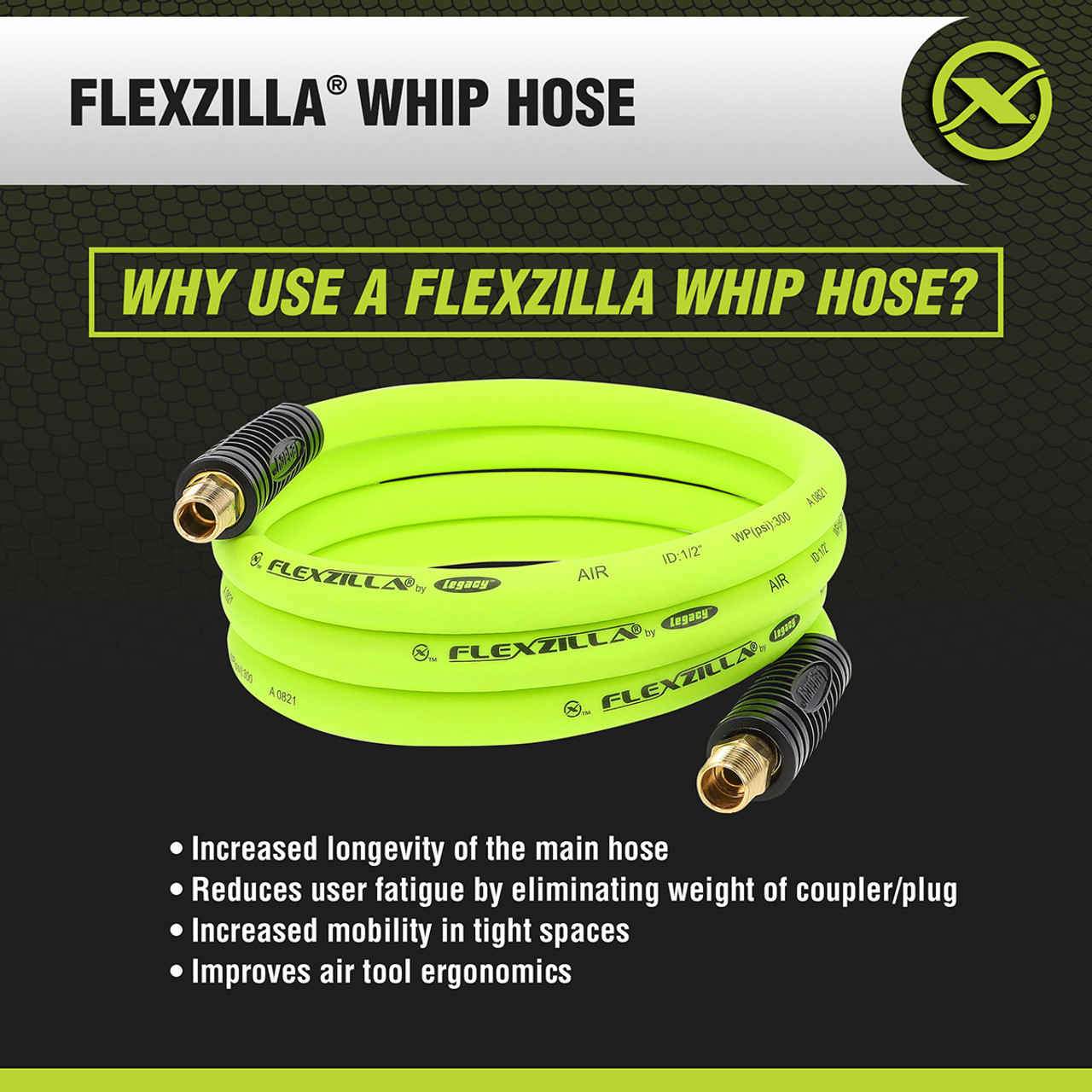 Legacy FlexZilla Zillawhip Air Compressor Hose Whip