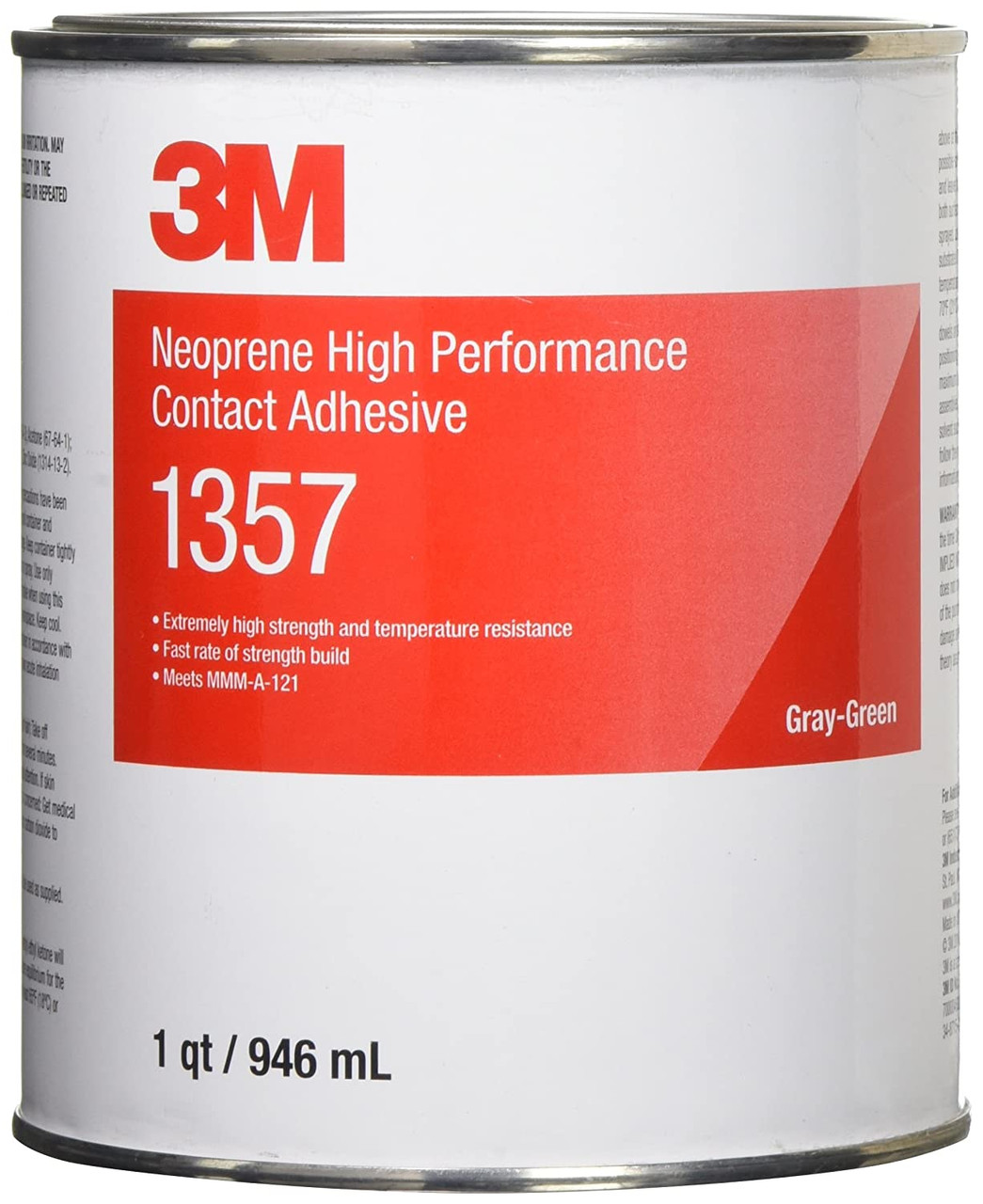 3M 3M-1357 Neoprene High Performance Contact Adhesive 1357 Gray-Green, 1  Quart