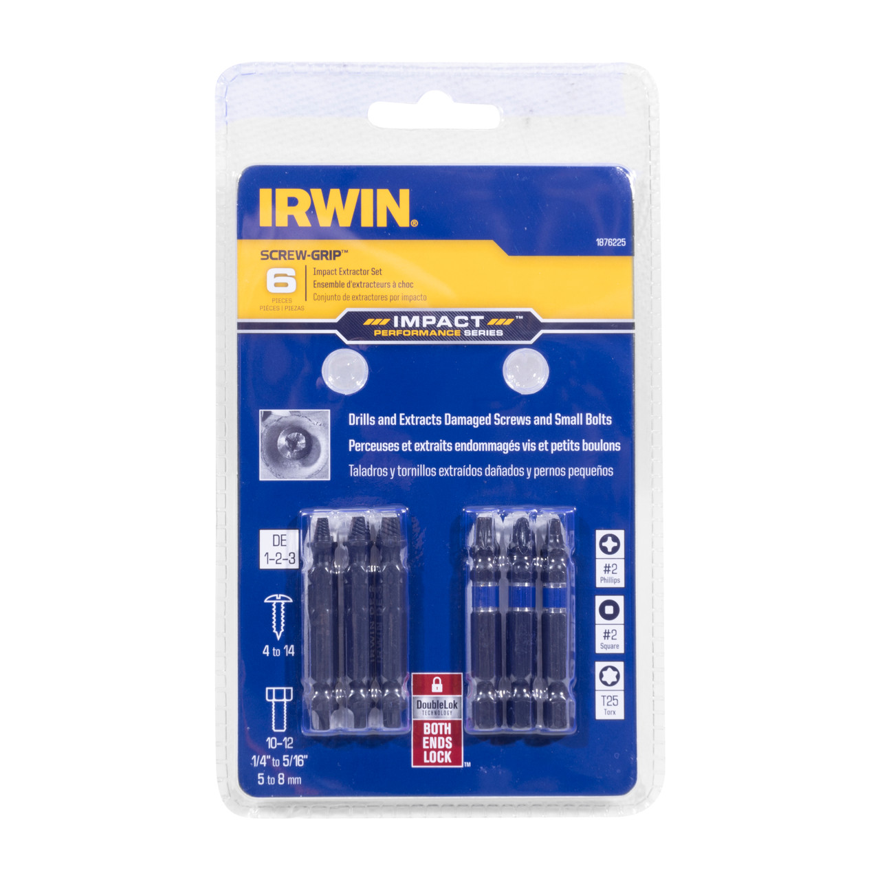 Irwin 1876225 6 Piece 3 Piece Impact Screw-Grip Double Ended Screw  Extractor Set