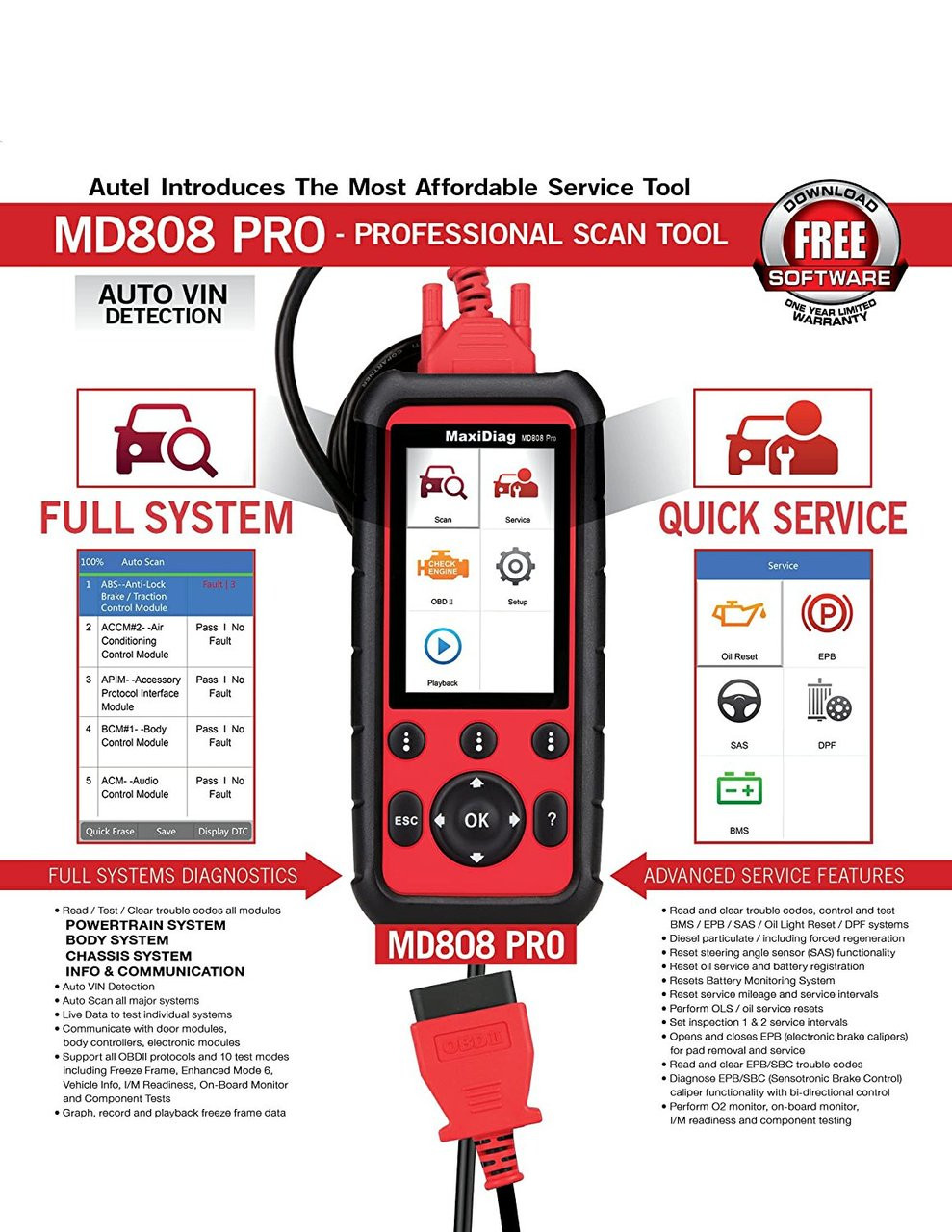 Autel md808p maxidiag pro スキャナ - 高度な診断 | JB Tools