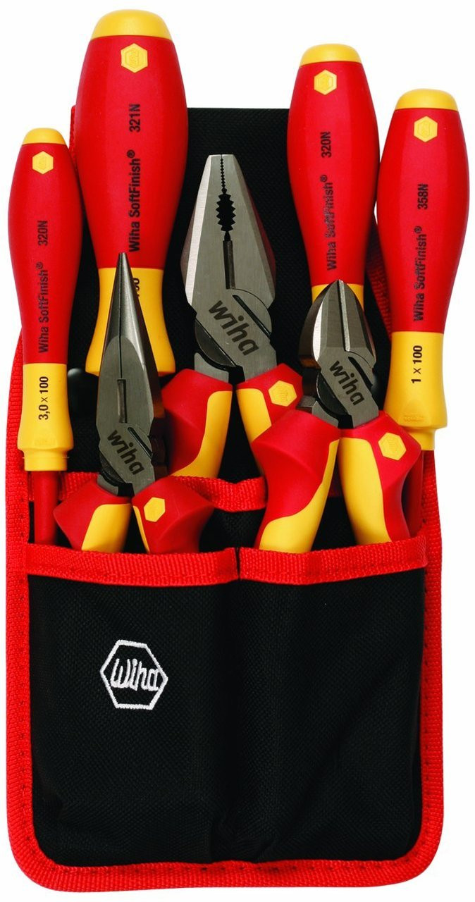 Wiha Tools Wiha 32985 7 Piece Insulated Industrial Pliers/Cutters/Drivers  Belt Set