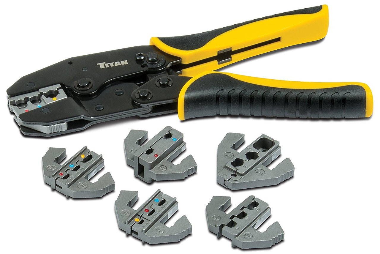 Ratcheting wire shop terminal crimper