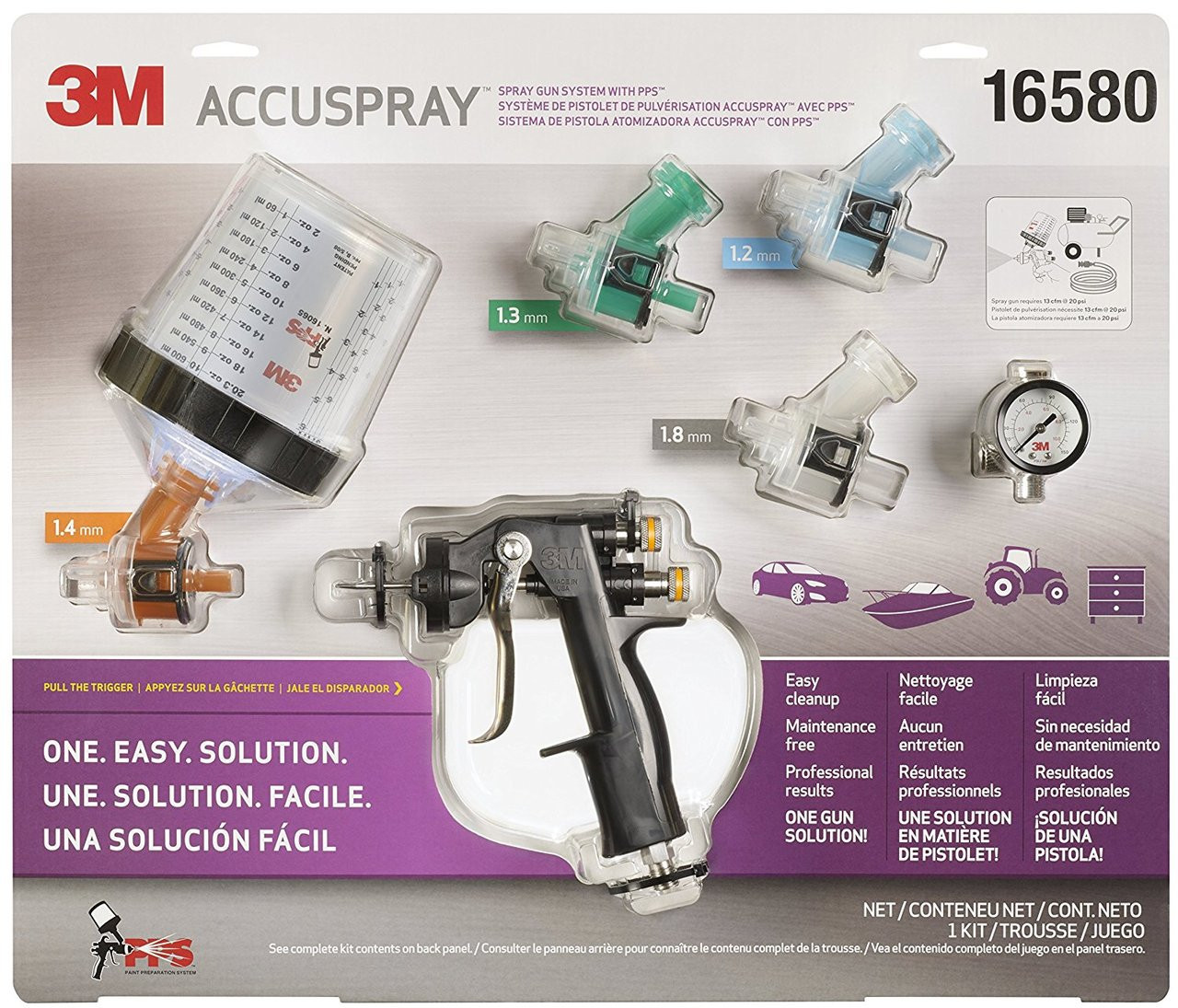 3M 16580 Système de pistolet pulvérisateur Accuspray avec PPS standard