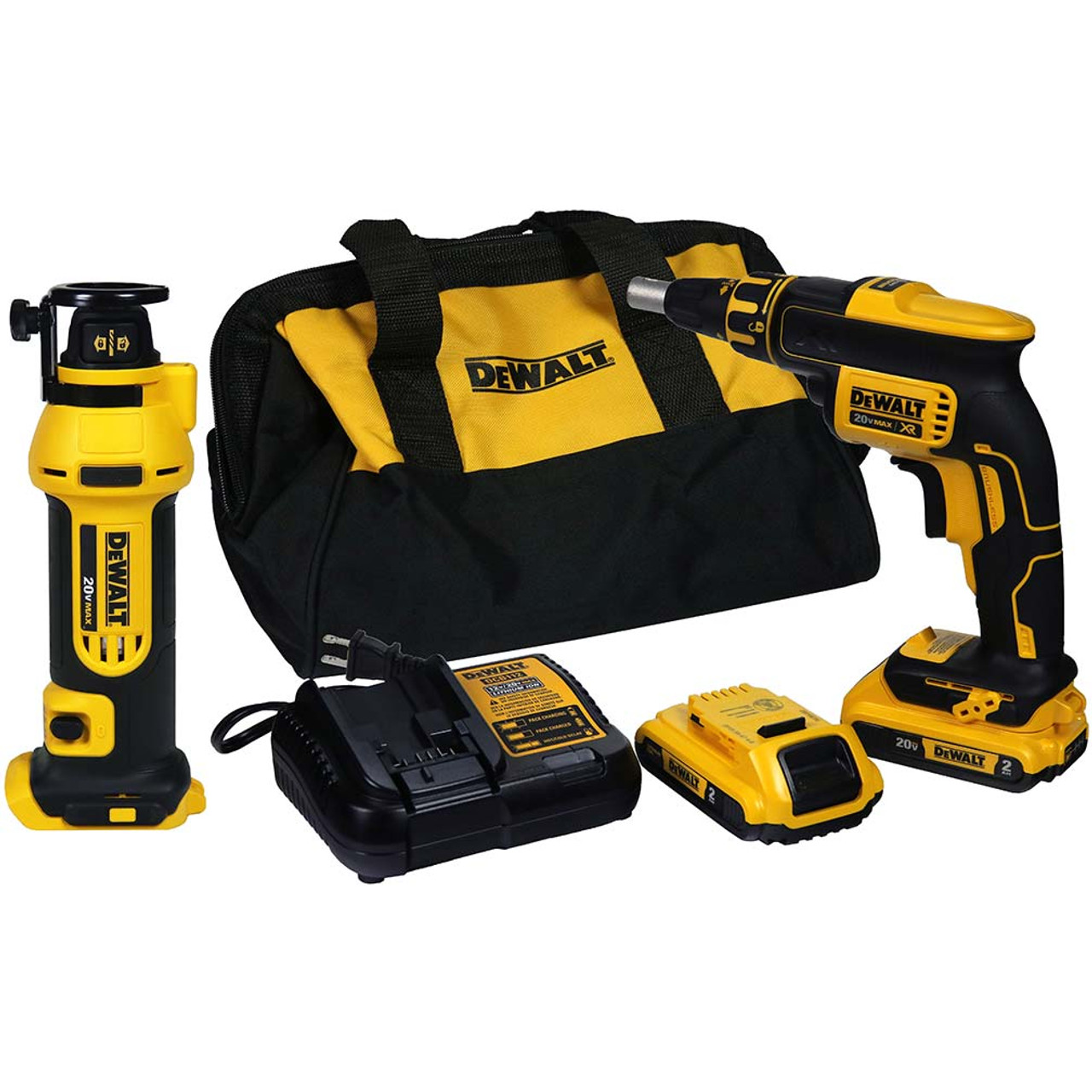 Dewalt DCK263D2 20V MAX XR Li-Ion Cordless Drywall Screwgun and Cut-out  Tool Kit