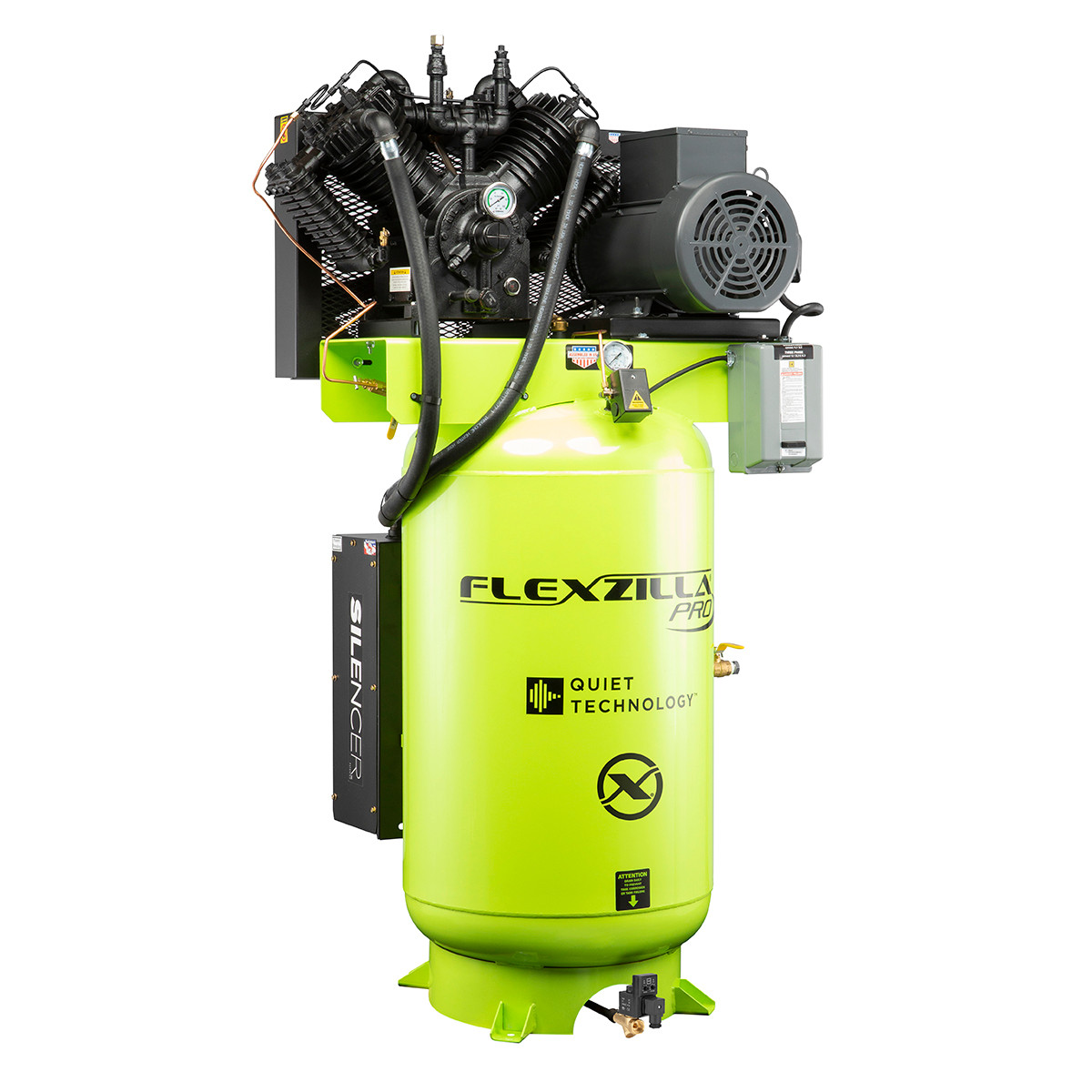 バンギラス Flexzilla FXS10V080V1 Air Compressor w/ Silencer, 10 HP, 80 Gal, 1