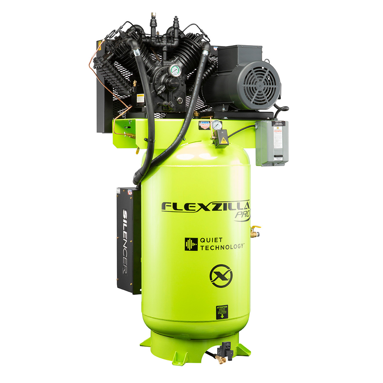 Flexzilla FXS10V080V1 Air Compressor w/ Silencer, 10 HP, 80 Gal, 1-Phase