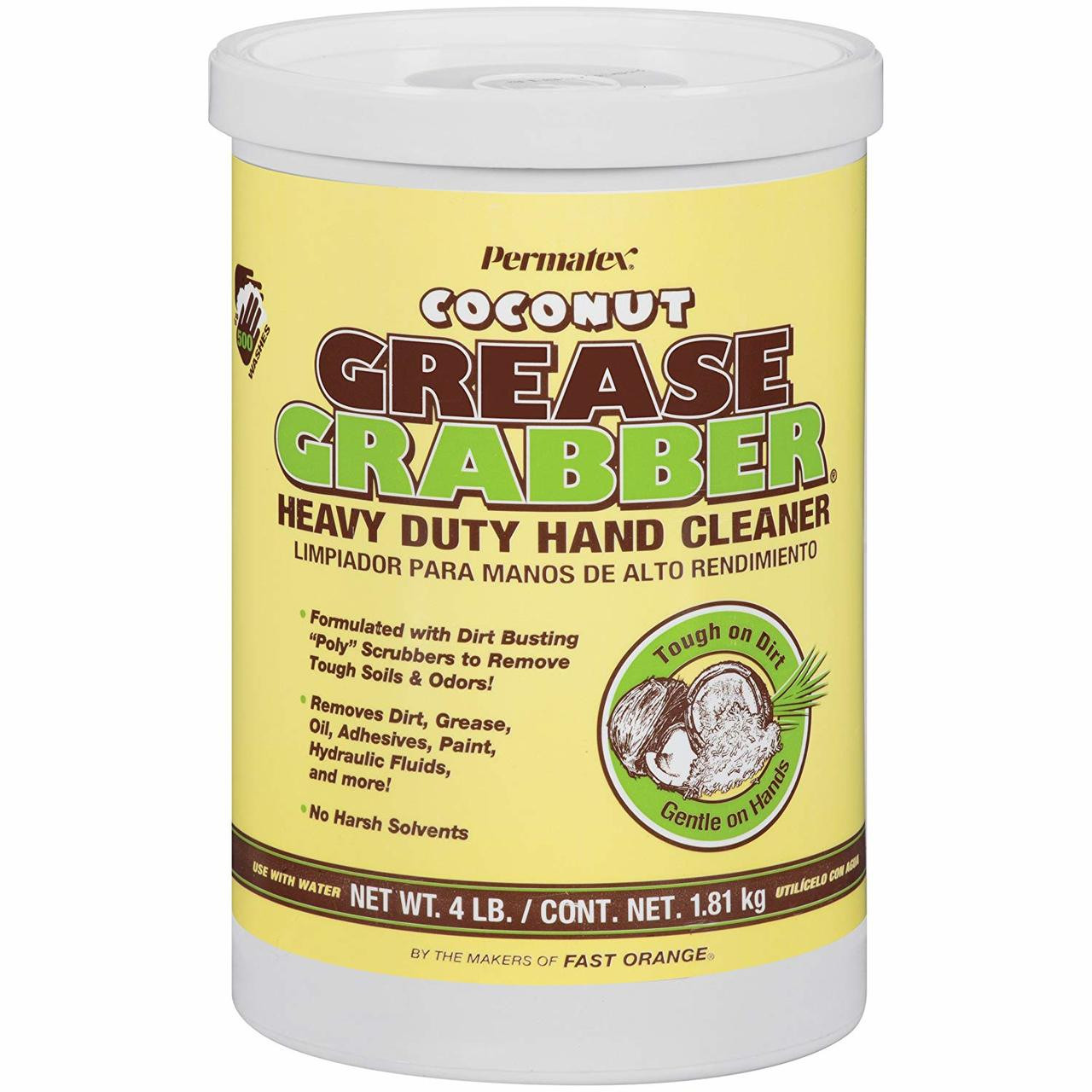 Permatex 14106 Grease Grabber Heavy Duty Coconut Hand Cleaner, 4