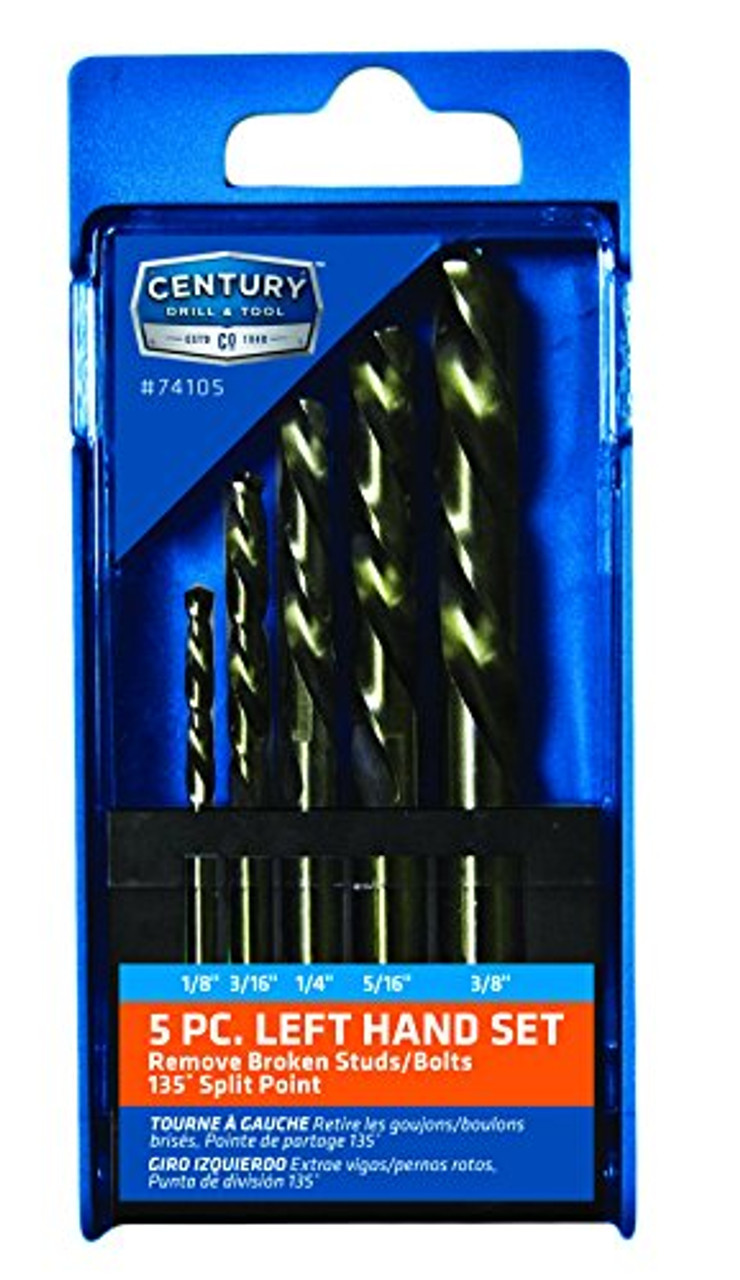 Century Drill 74105 Jeu de forets pour gaucher, 5 pièces