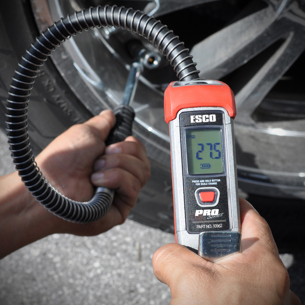 ESCO Digital Tire Inflator Gauge - Handheld Air Pressure Meter With 174 PSI Capacity
