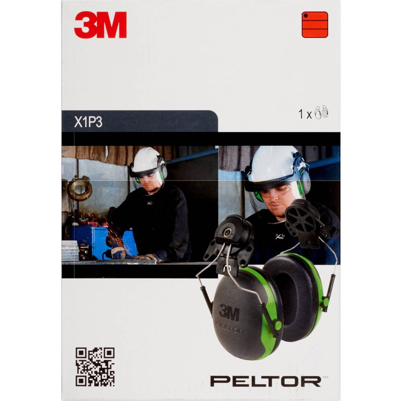 3M™ PELTOR™ X1 Earmuffs X1P3, Hard Hat Attached, 10 ea/Case