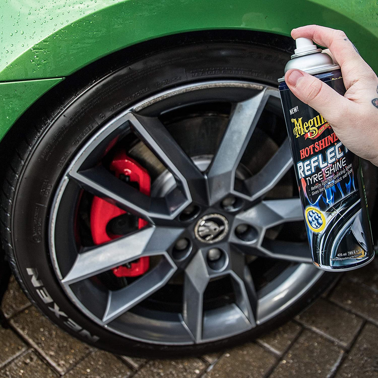 Meguiars Hot Shine Tire Spray is a aerosol spray tire protectant &  dressing. Meguiars leaves a high gloss shine on rubber tires.