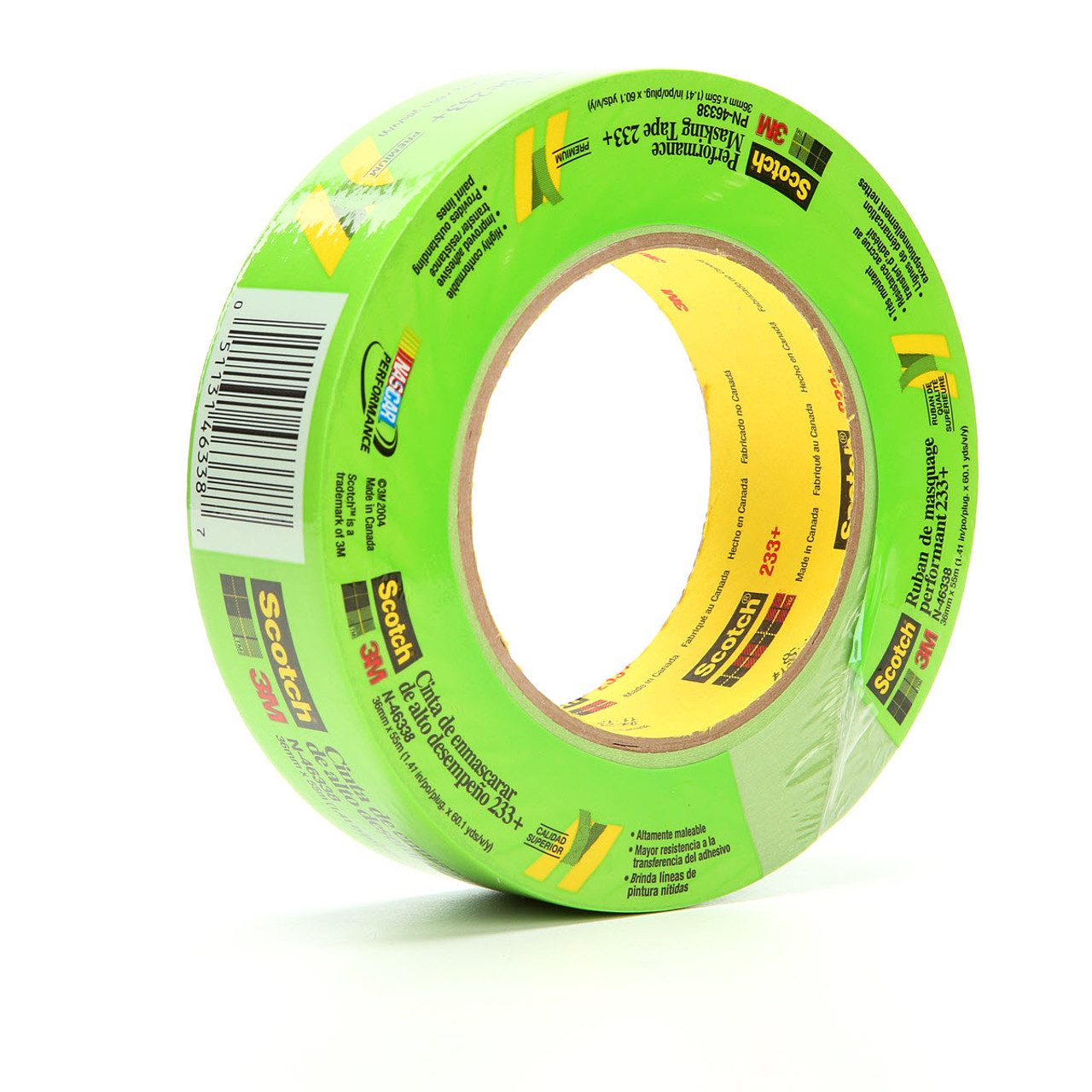 3M 46338 Scotch Performance Masking Tape 233+, 36 mm x 55 m, Green