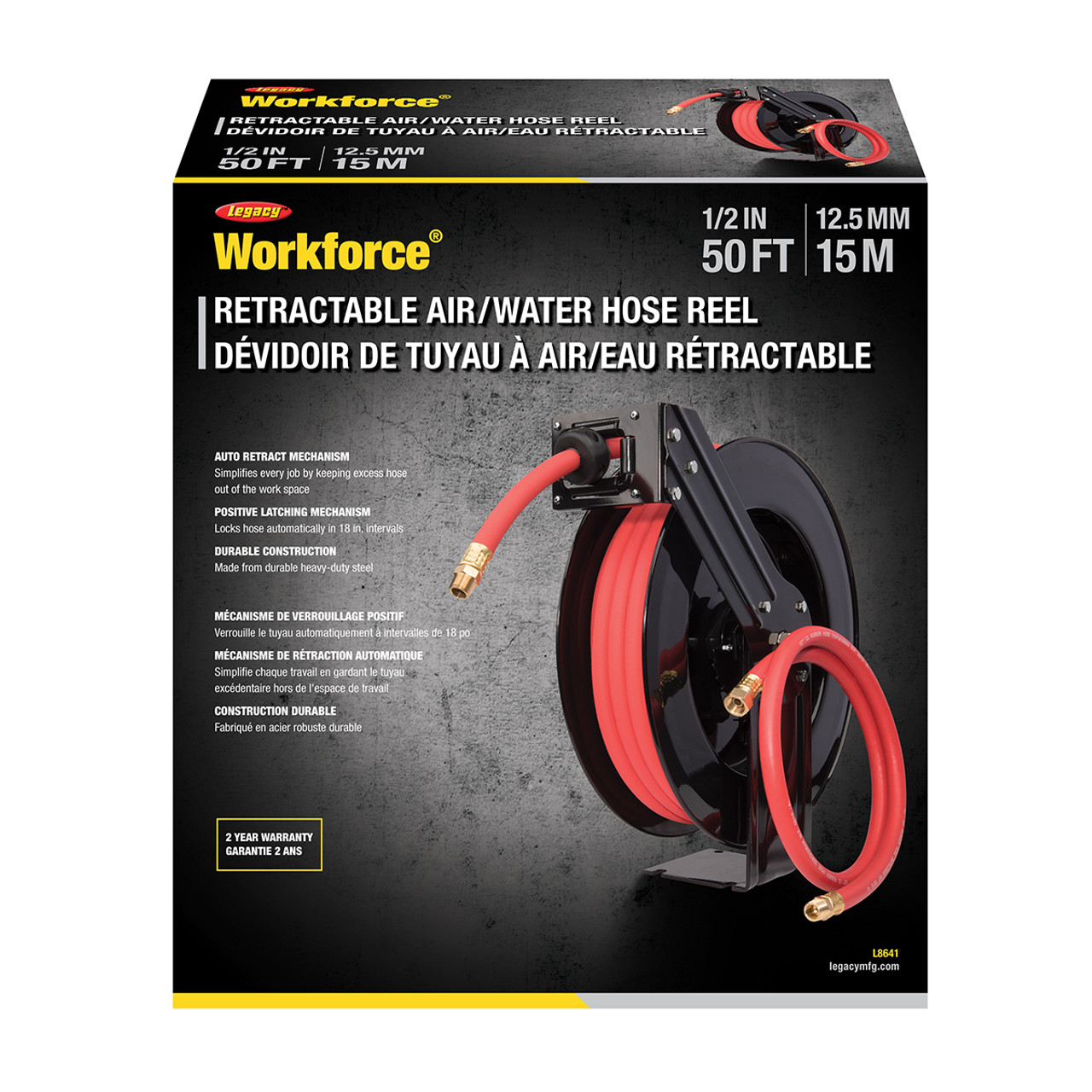 Legacy L8641 Workforce Series Retractable in. ID x 50 ft. Air / Water Reel