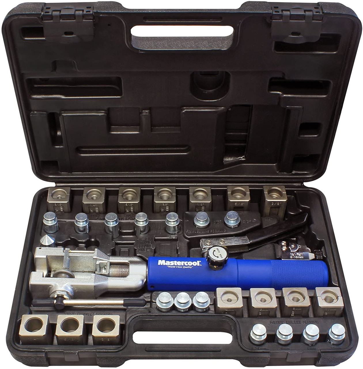 Mastercool 72485 Ensemble d'outils d'évasement hydraulique universel avec  matrice de ligne de refroidissement/adaptateur
