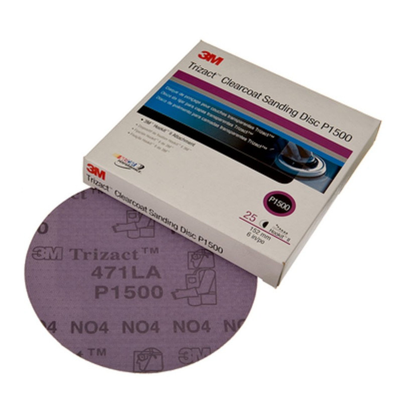 3M 2095 Trizact Hookit 5 Inch P1500 Grit Clear Coat Sanding Disc 25